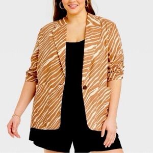 a new day Giraffe Print Linen Blazer
